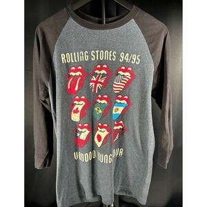 Rolling Stones Voodoo Lounge Tour Shirt 94 95 Raglan Tee Gray Black Medium